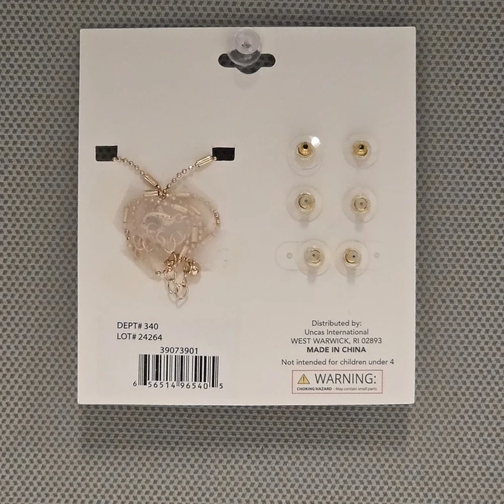 Addison & Olivia Kids Rainbow Jewelry Set Necklace 3 Pairs Earrings Pink Tassel